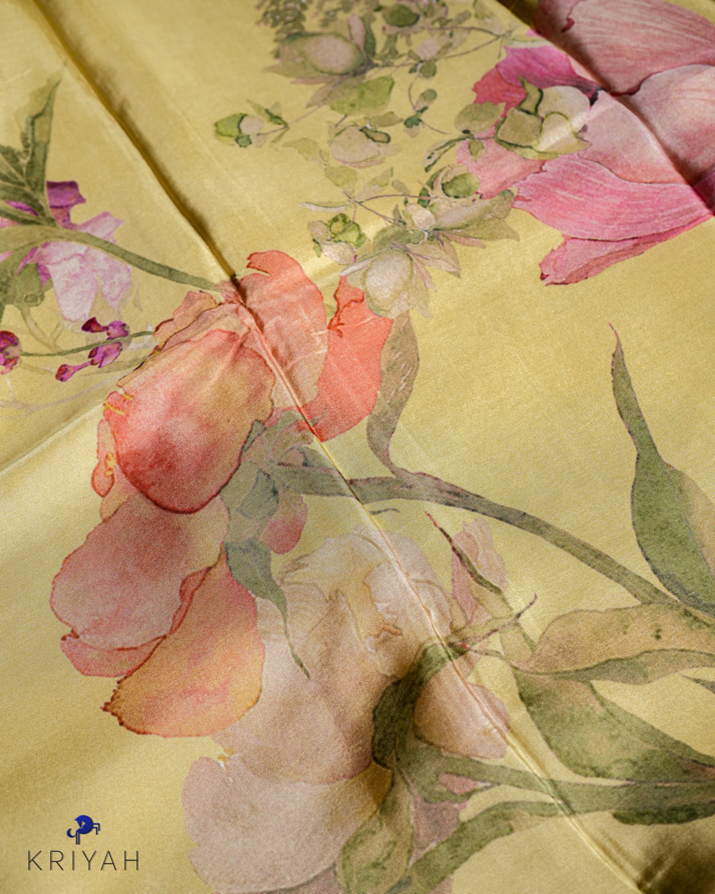 PRINTED SILK SAREE - PASTEL YELLOW