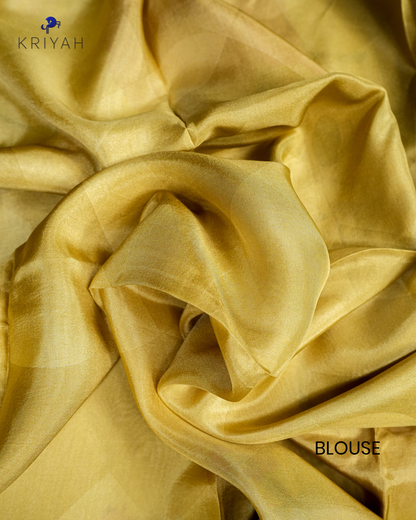 PRINTED SILK SAREE - PASTEL YELLOW