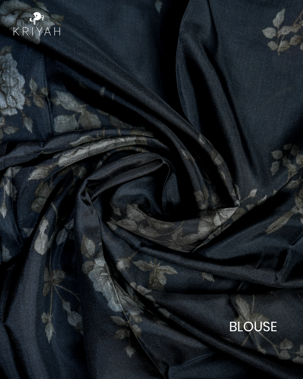 PRINTED SILK SAREE - BLACK