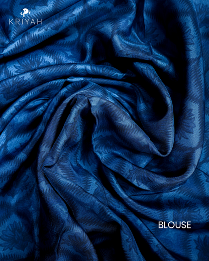 PRINTED SILK SAREE - STEEL BLUE