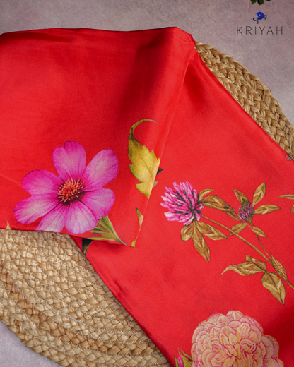 PRINTED SILK SAREE - RED