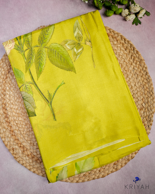 PRINTED SILK SAREE - TEA GREEN