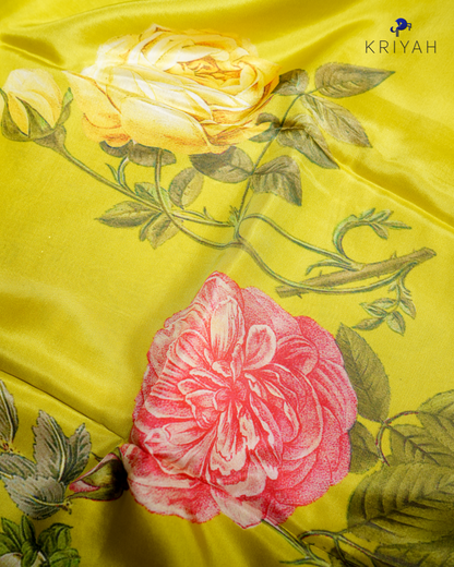 PRINTED SILK SAREE - TEA GREEN