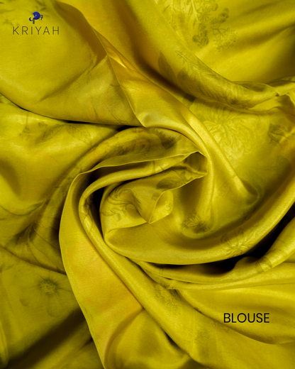 PRINTED SILK SAREE - TEA GREEN