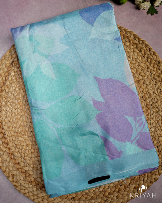 PRINTED SILK SAREE - BABY BLUE