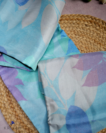PRINTED SILK SAREE - BABY BLUE