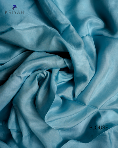 PRINTED SILK SAREE - BABY BLUE