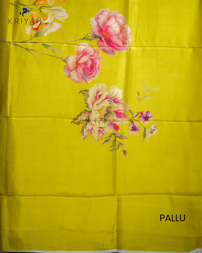 PRINTED SILK SAREE - TEA GREEN