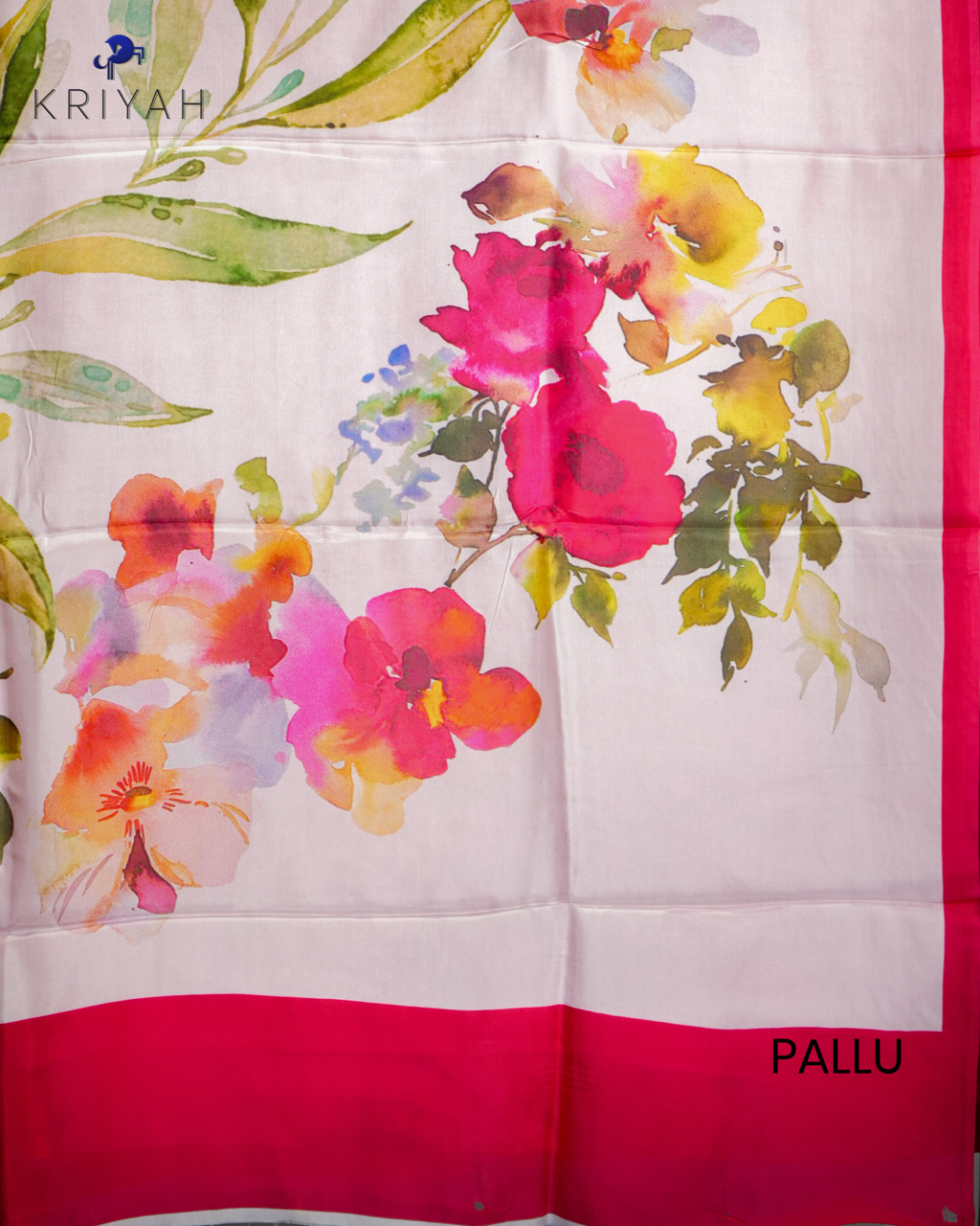 PRINTED SILK SAREE - WHITE FLORAL