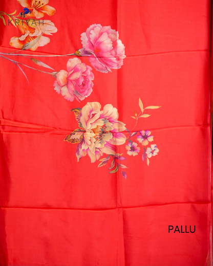 PRINTED SILK SAREE - RED
