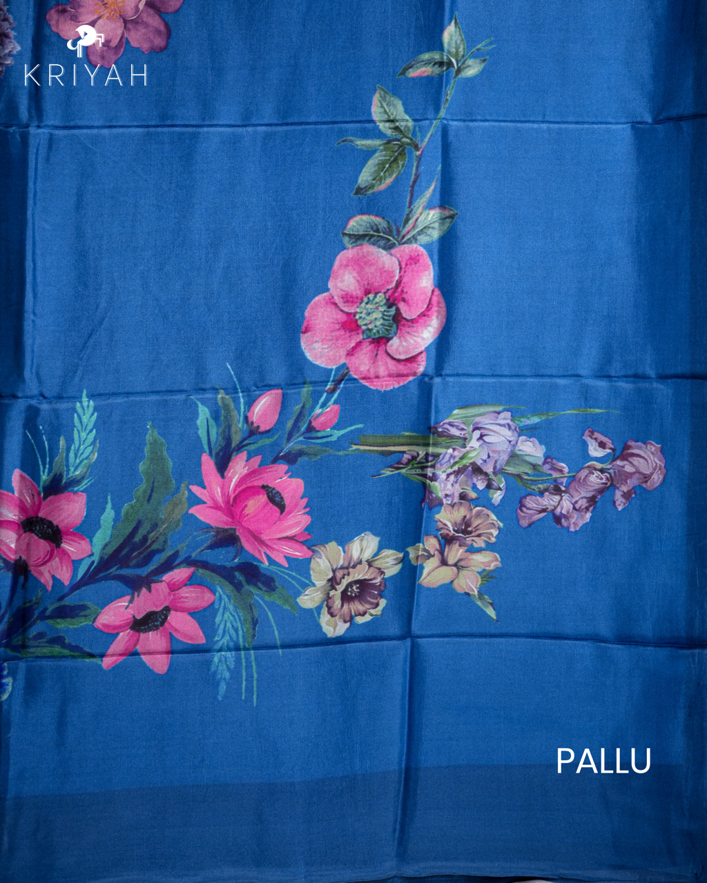 PRINTED SILK SAREE - STEEL BLUE