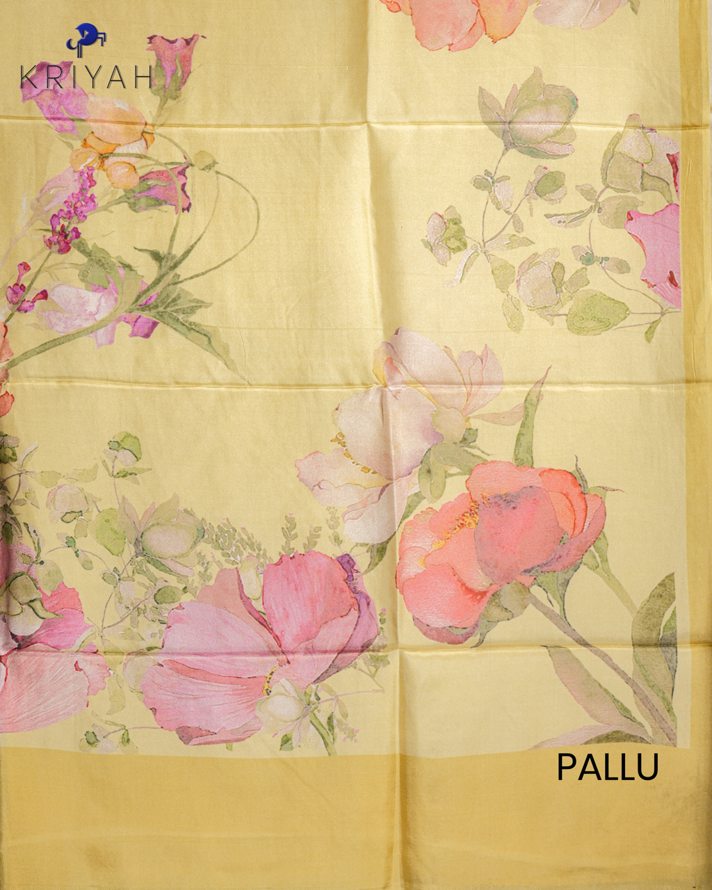 PRINTED SILK SAREE - PASTEL YELLOW