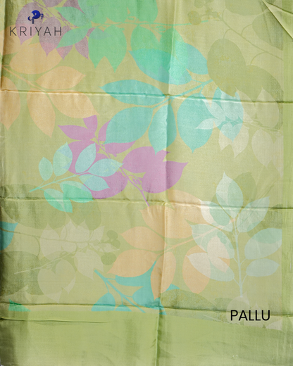 PRINTED SILK SAREE - OLIVE GREEN