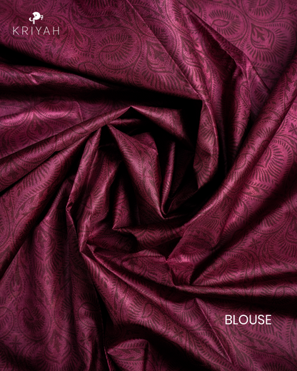 PRINTED SILK SAREE AJRAK  - MAROON