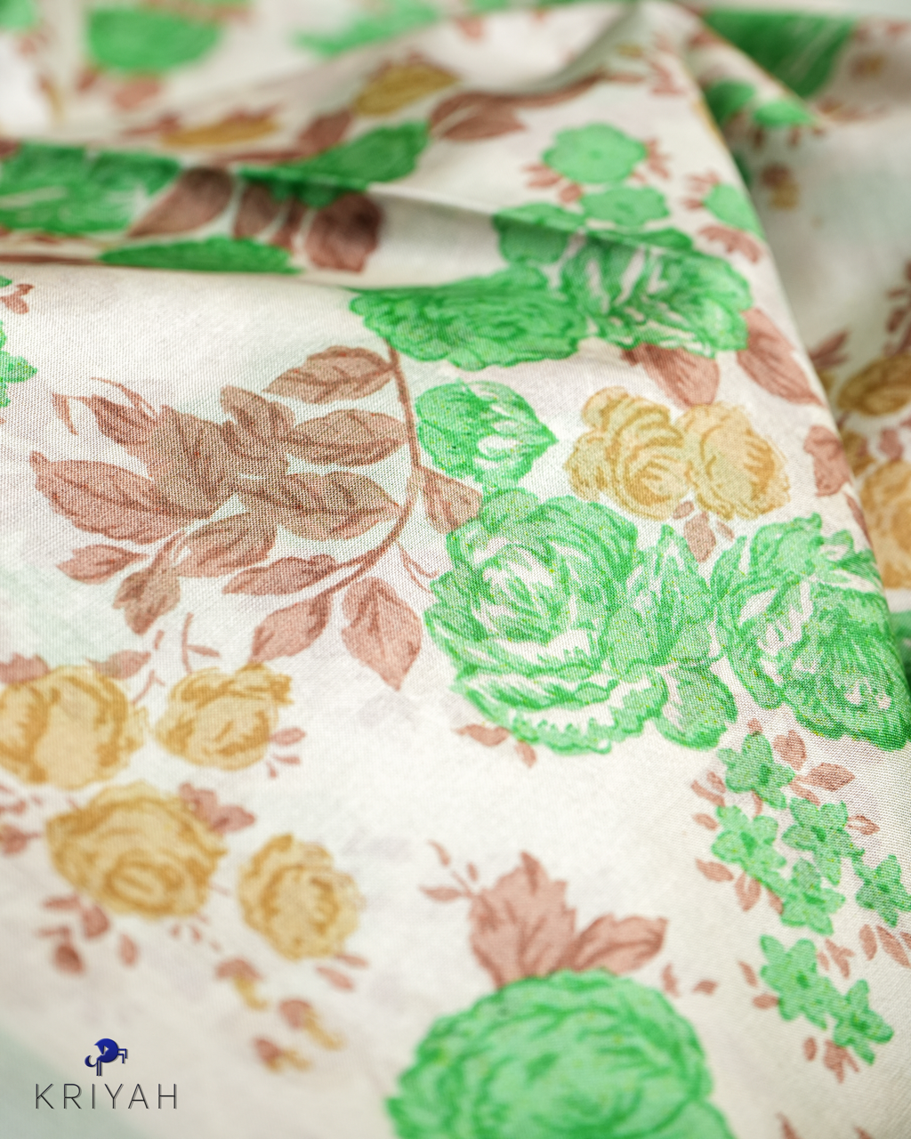 PRINTED SILK SAREE CHINTZ - OFF WHITE