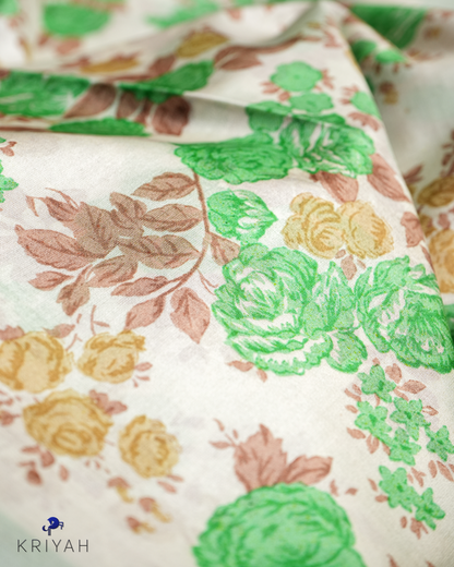 PRINTED SILK SAREE CHINTZ - OFF WHITE