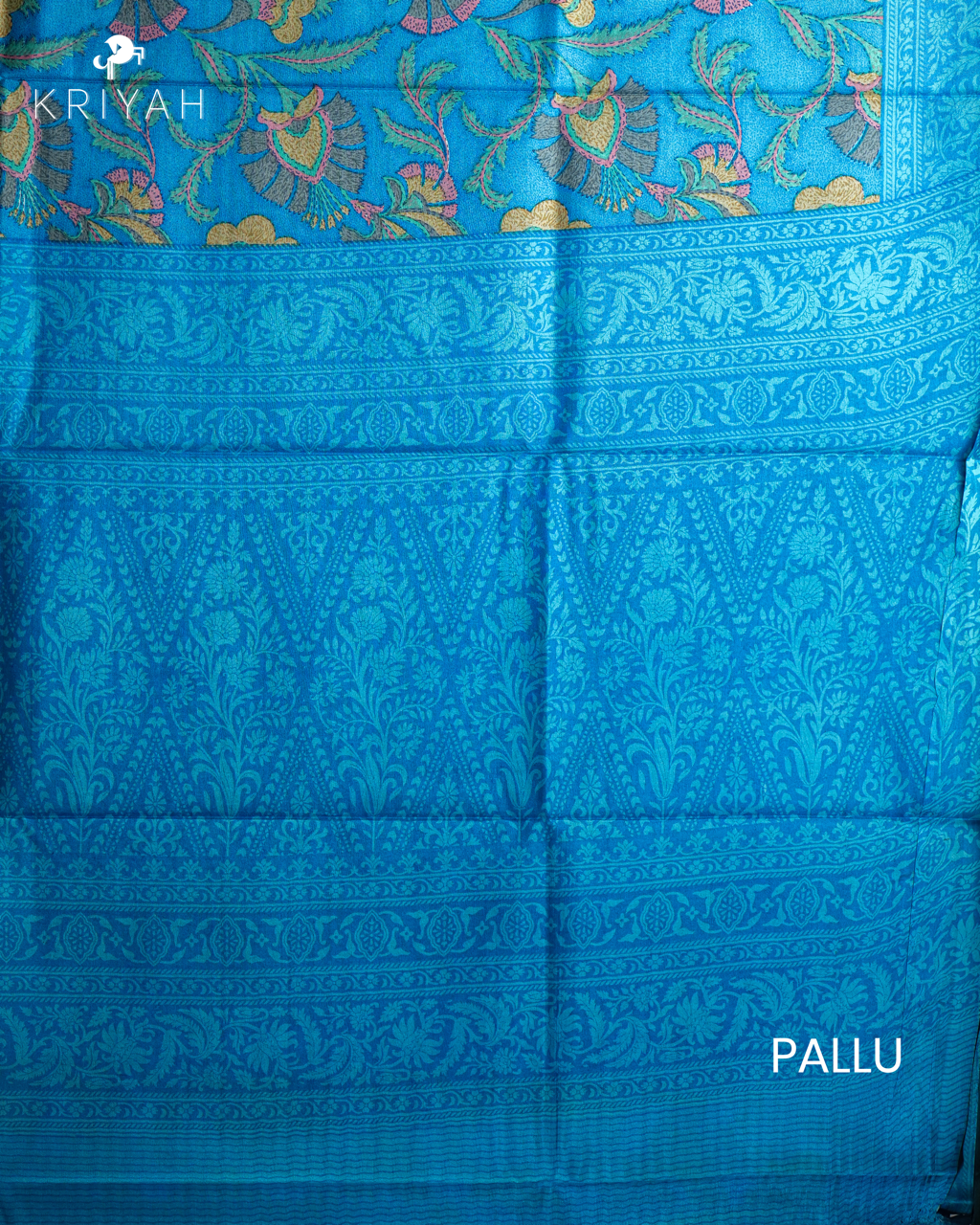 PRINTED SILK SAREE KALAMKARI - BLUE
