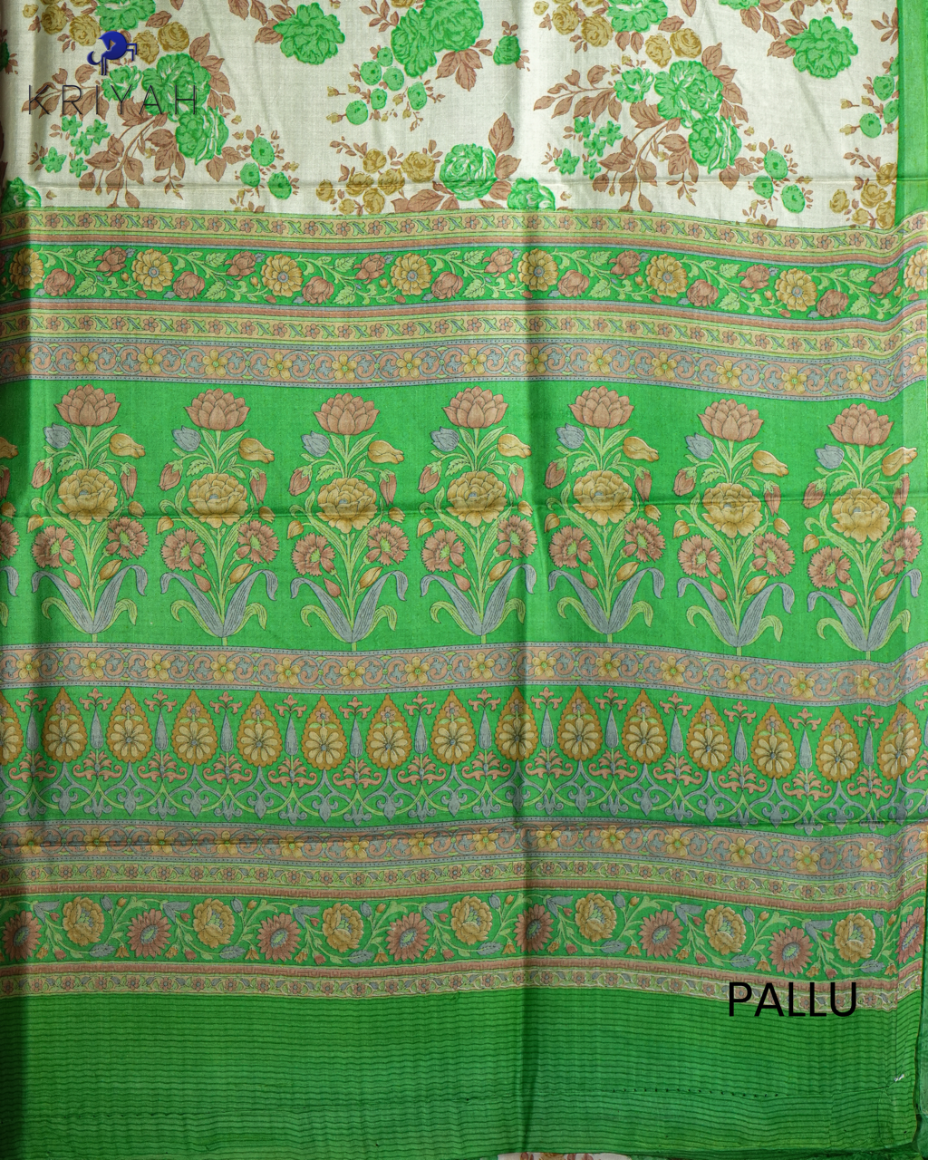 PRINTED SILK SAREE CHINTZ - OFF WHITE