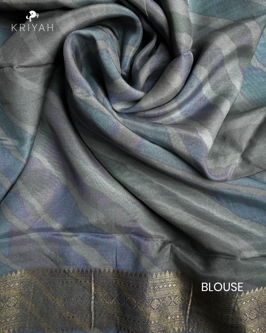 ABSTRACT PRINTED CREPE SAREE - AQUA GREEN