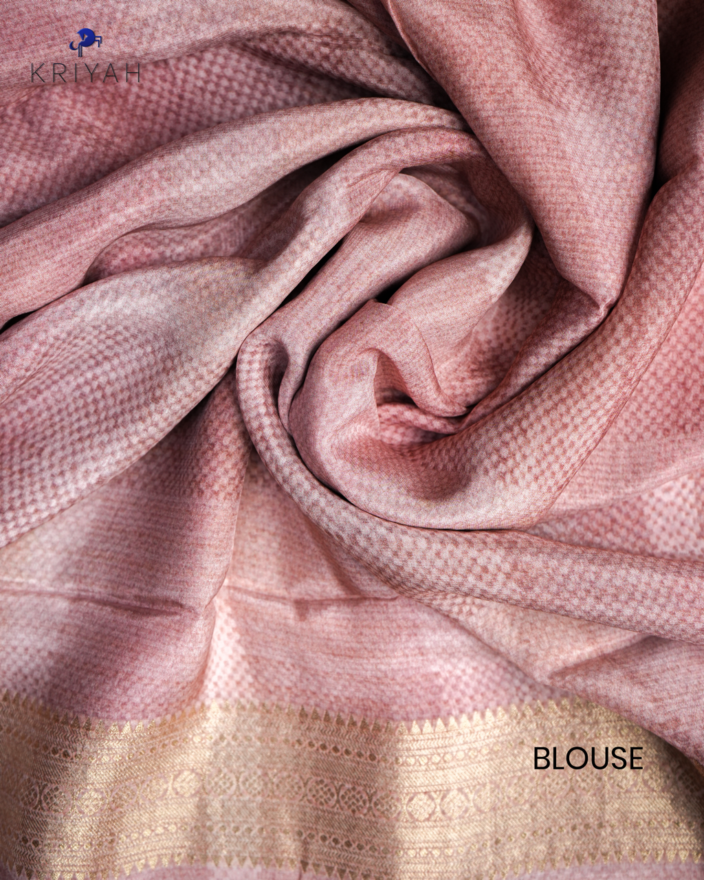CHECKS PRINTED CREPE SAREE - RUST