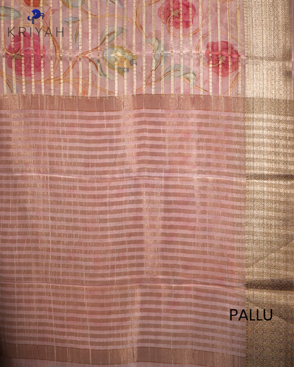 PINK BLOSSOM ZARI CREPE  SAREE