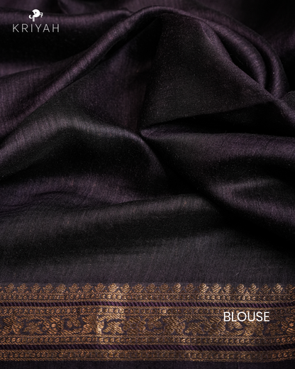 PLUM - FLORAL BUTTI AND ZARI BORDER CHANDERI SILK SAREE