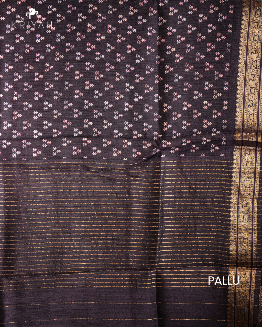 PLUM - FLORAL BUTTI AND ZARI BORDER CHANDERI SILK SAREE