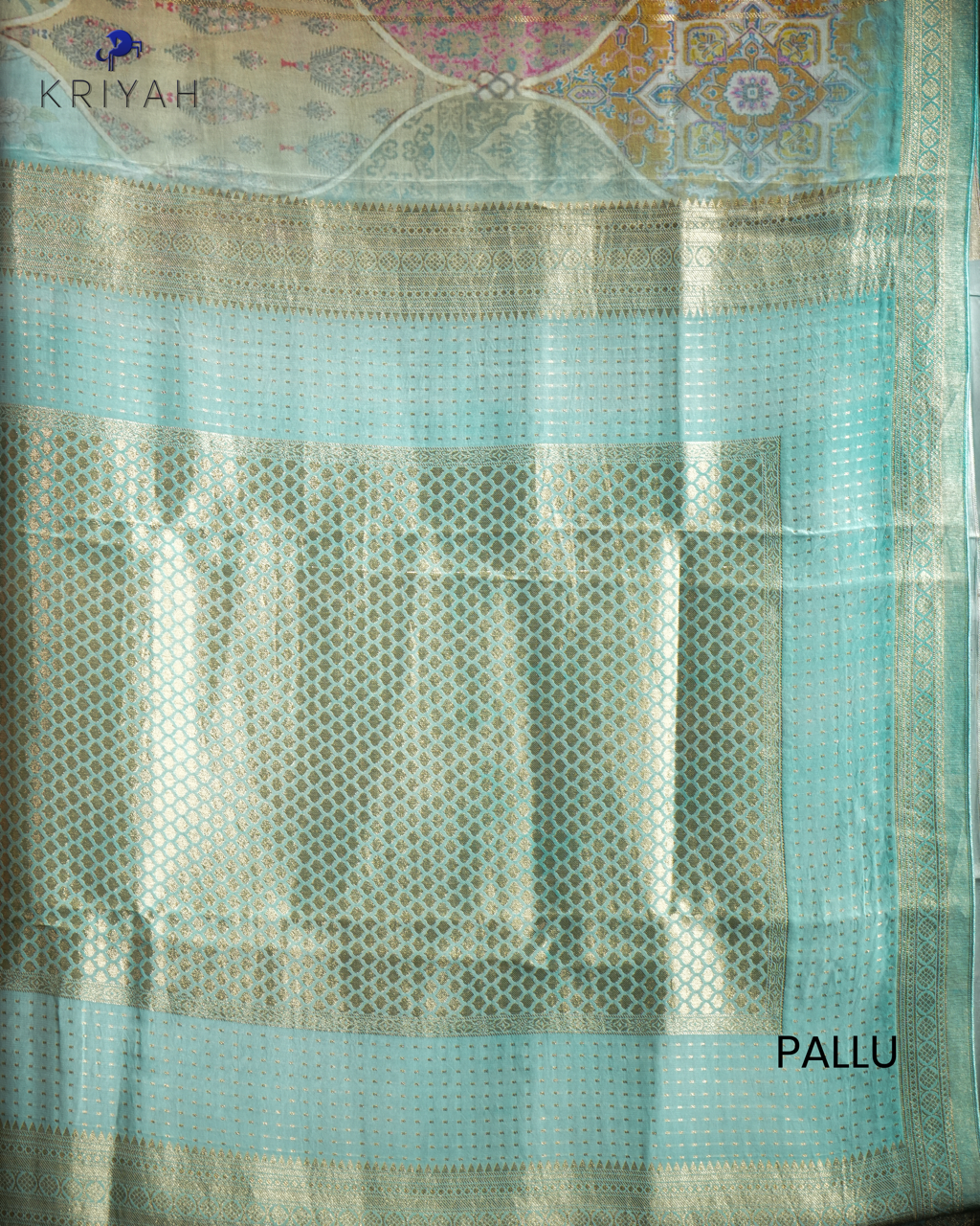 DIGITAL PAISLEY PRINT CREPE SAREE - TEAL