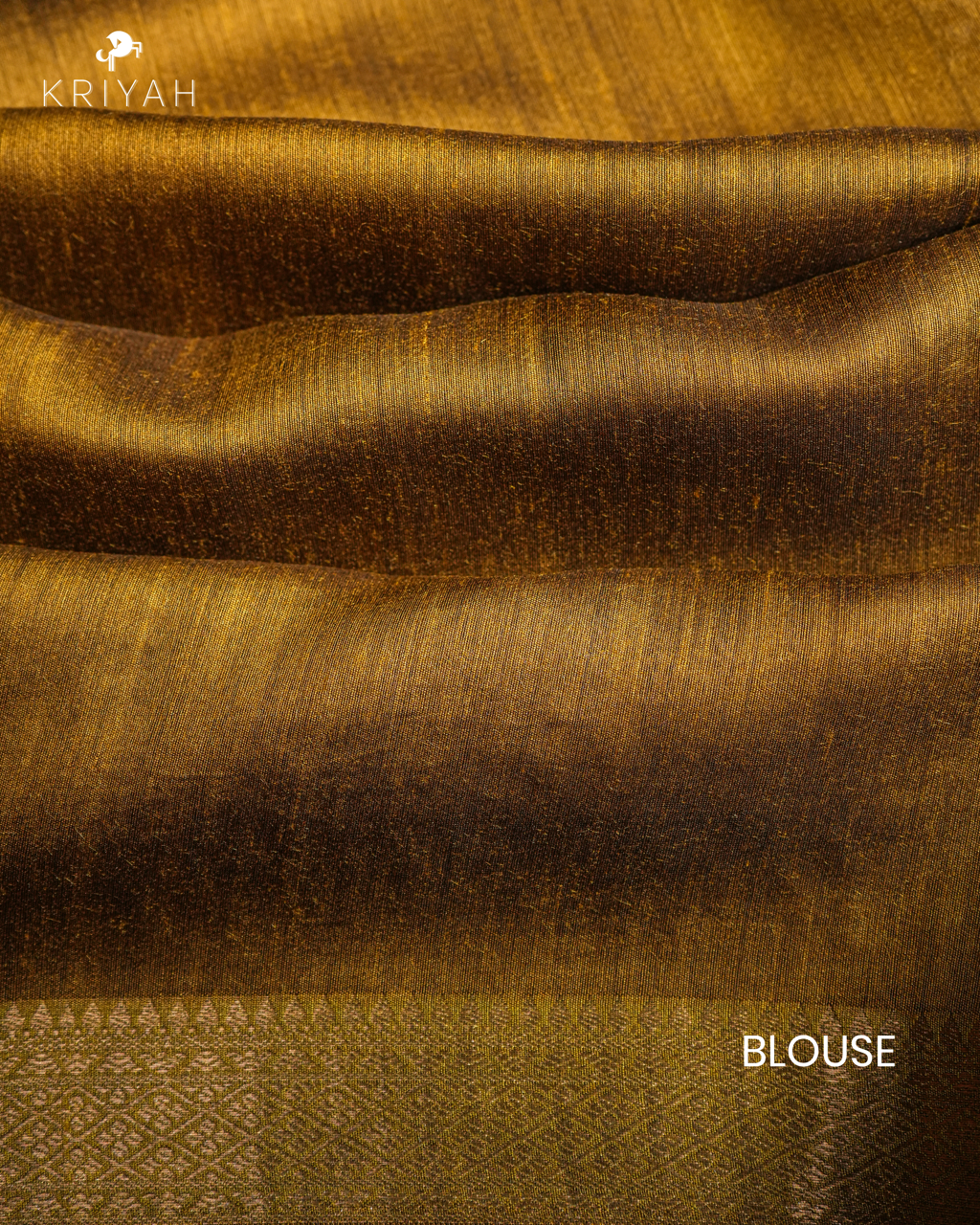 OLIVE MEDALLION ELEPHANT MOTIF CHANDERI SILK SAREE