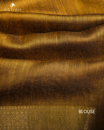 OLIVE MEDALLION ELEPHANT MOTIF CHANDERI SILK SAREE