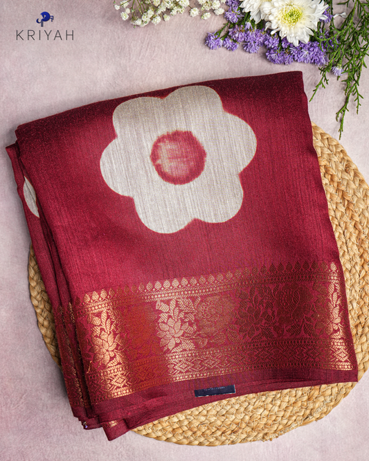MUNGA TUSSER SAREE - MAROON