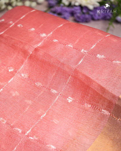 OMBRE TUSSER SAREE - TEAL-PEACH