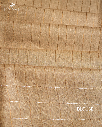 OMBRE TUSSER SAREE - DARK BEIGE-MAROON