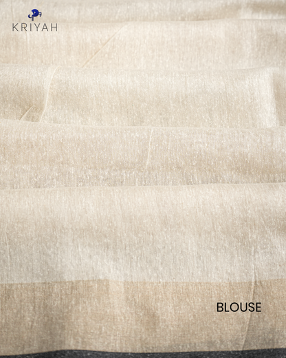 TUSSER SAREE WITH MOTIF EMBROIDERY - CHAMPAGNE