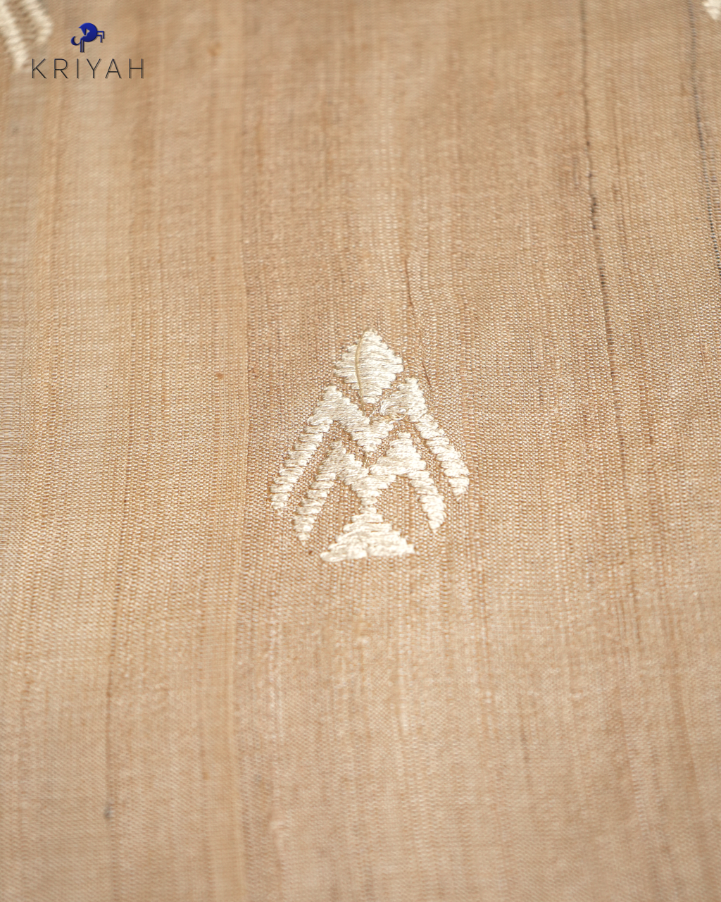 TUSSER SAREE WITH TRIBAL  EMBROIDERY - IVORY