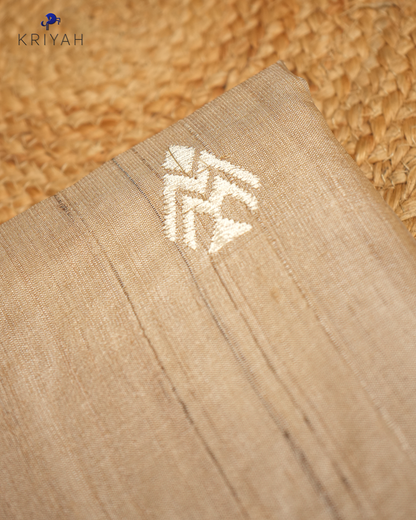 TUSSER SAREE WITH TRIBAL  EMBROIDERY - IVORY