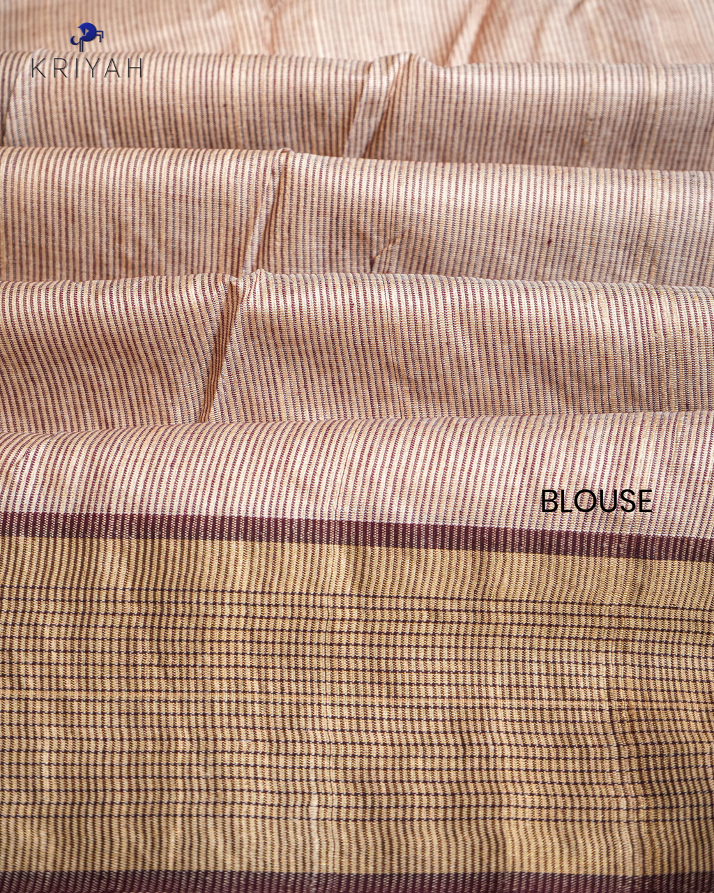 TUSSER SAREE WITH TRIBAL  EMBROIDERY - IVORY