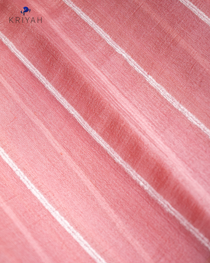 OMBRE TUSSER SAREE -  IVORY- PINK
