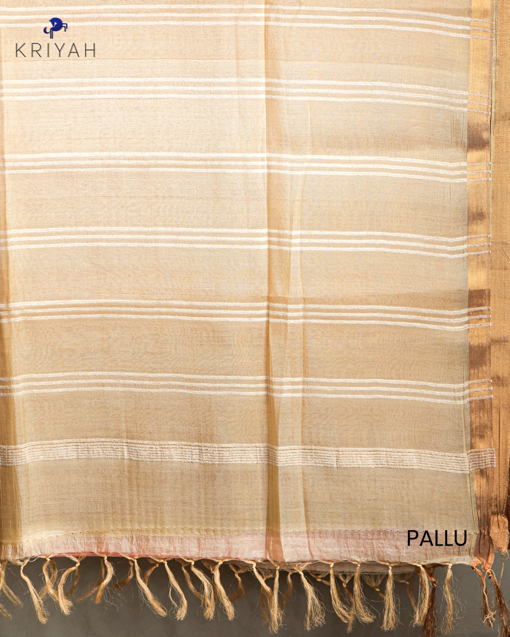 OMBRE TUSSER SAREE -  IVORY- PINK
