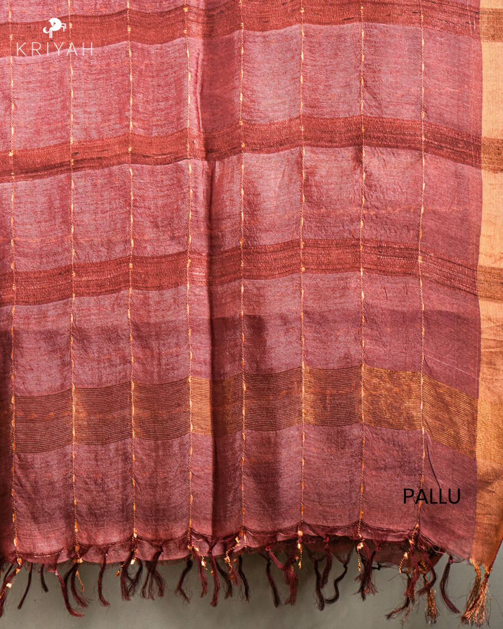 OMBRE TUSSER SAREE - MAROON-GREY