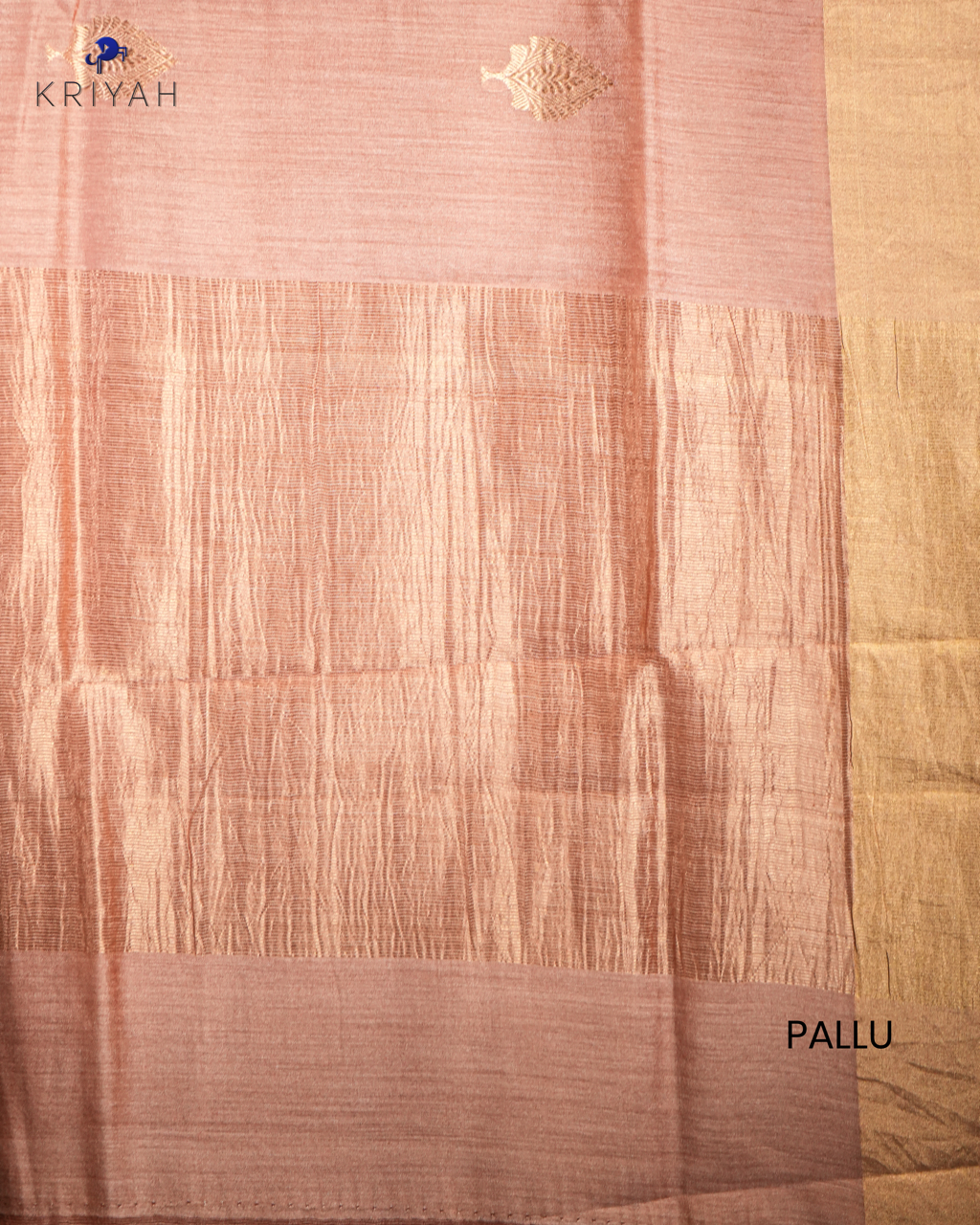 TUSSER SAREE WITH ZARI BOOTAS - PEACH