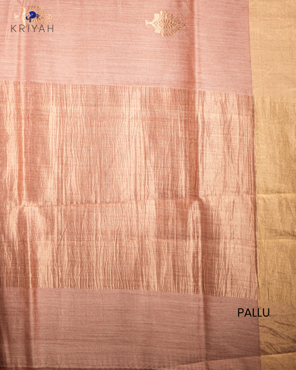 TUSSER SAREE WITH ZARI BOOTAS - PEACH
