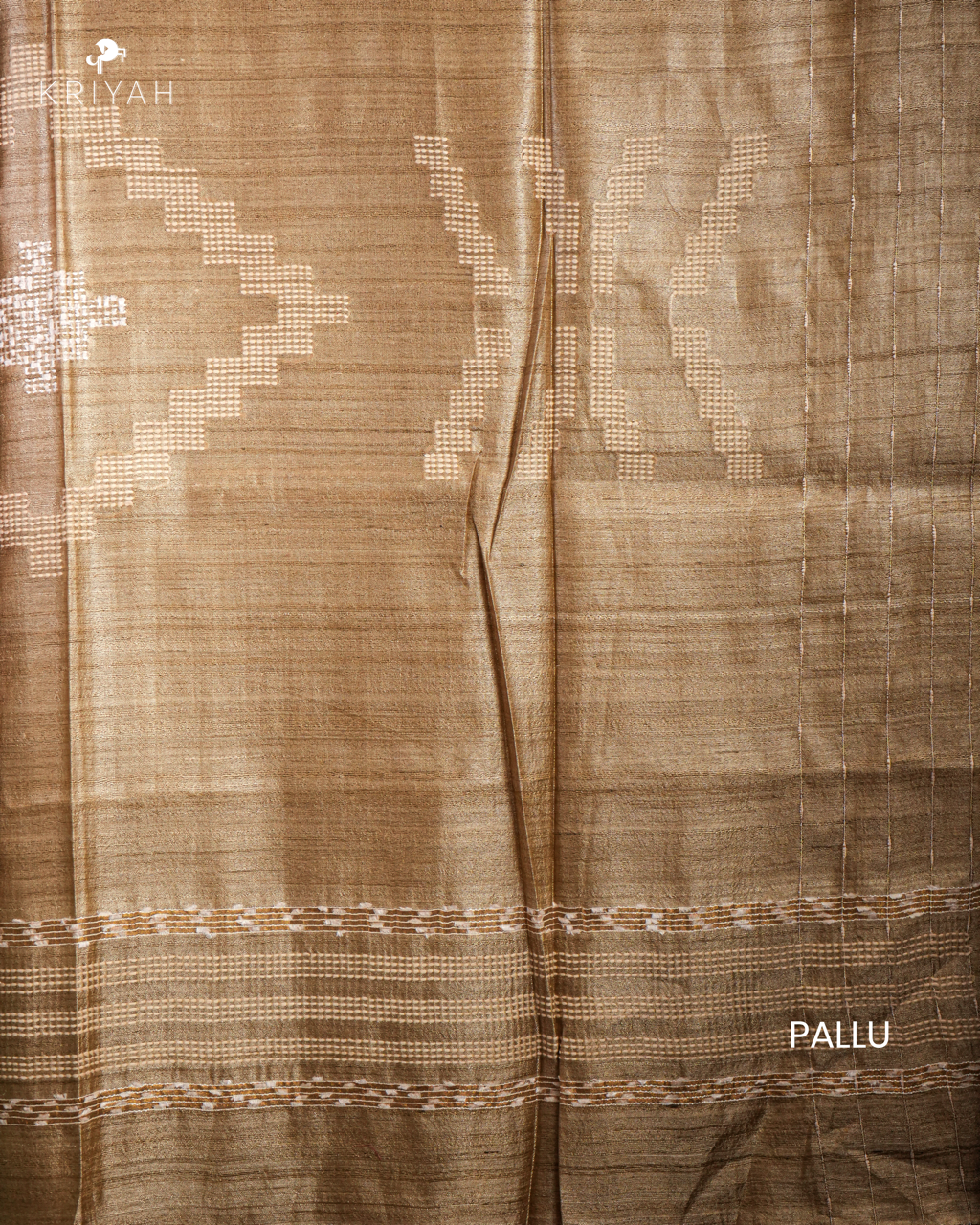 OMBRE TUSSER SAREE - DARK BEIGE-MAROON