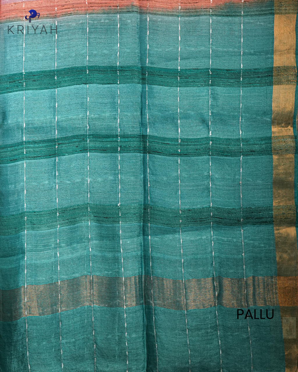 OMBRE TUSSER SAREE - TEAL-PEACH