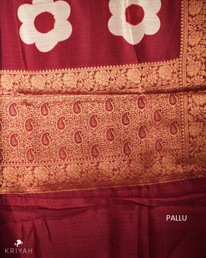 MUNGA TUSSER SAREE - MAROON