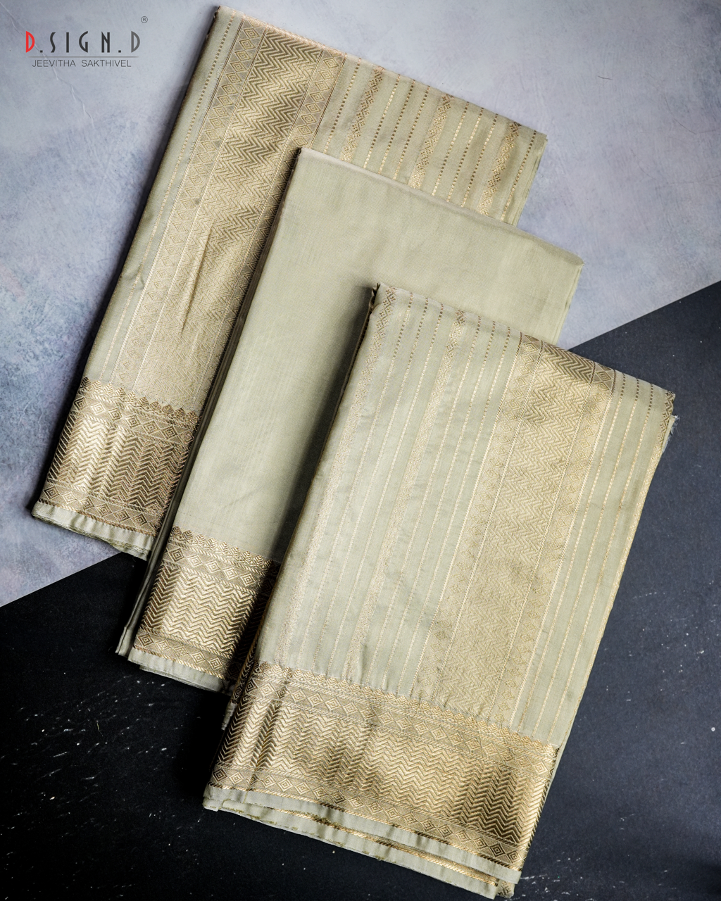 Pista Fine silk dhoti Set - Bridal