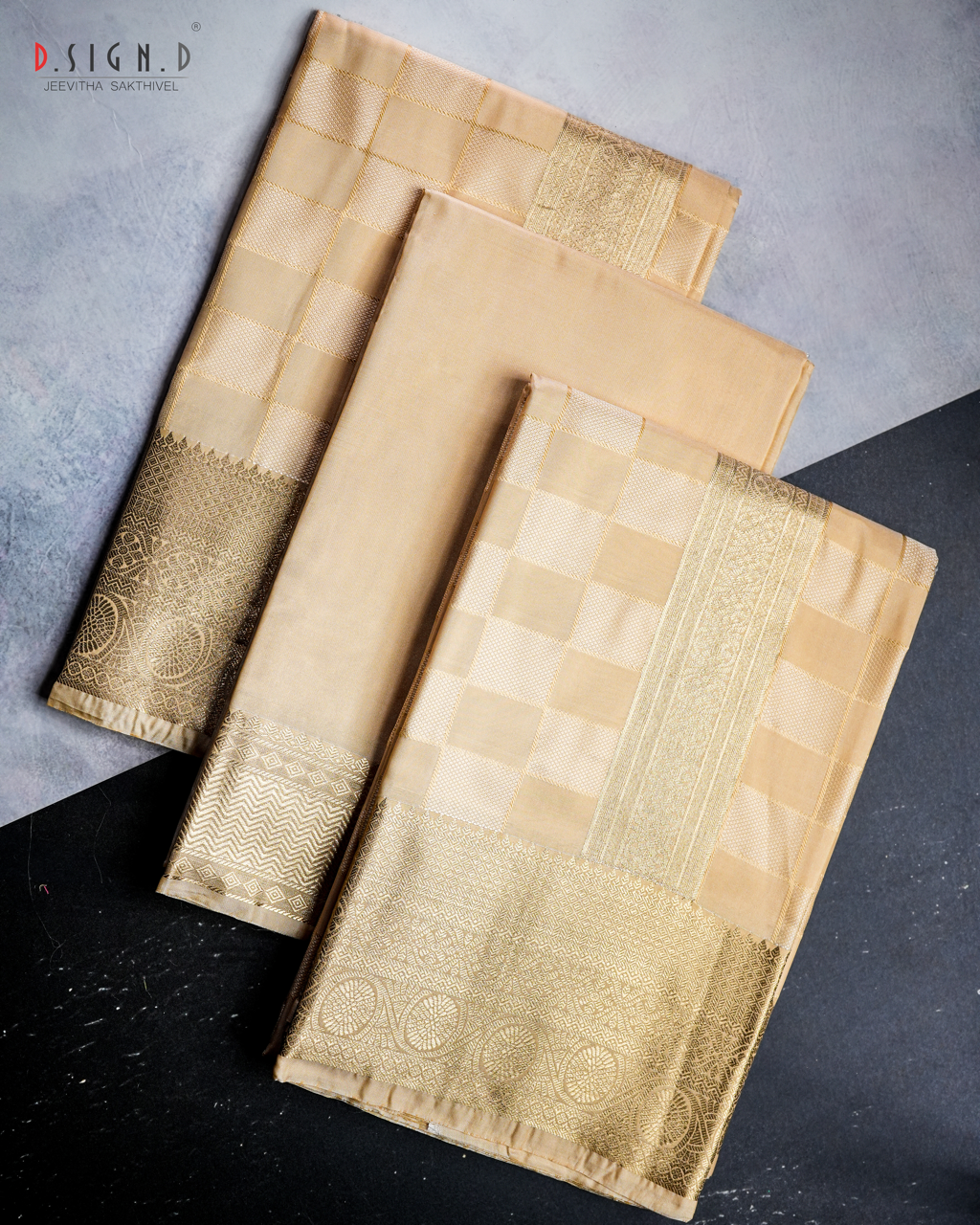 GOLD PATTU KATTAM FINE SILK TISSUE DHOTI SET (Bridal)