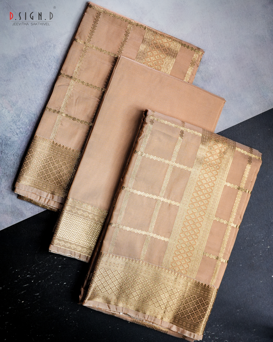 KATTAM FINE SILK DHOTI SET  - COPPER