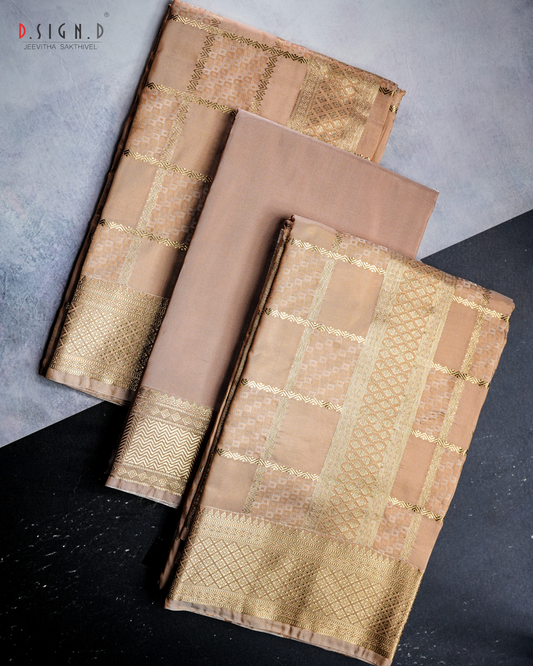COPPER SIRU KATTAM SOFT SILK DHOTI SET