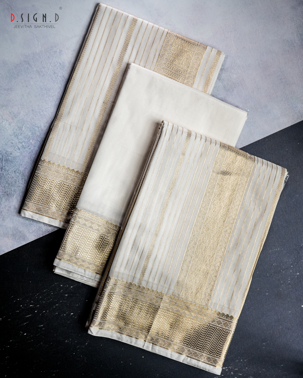 White Fine silk dhoti Set - Bridal